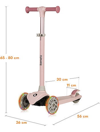 Patinete infantil LIONELO Jessy - Ruedas iluminadas - 3 ruedas - Altura ajustable