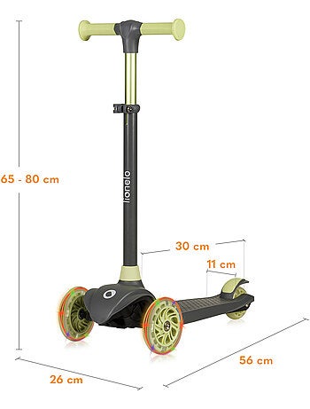 Patinete infantil LIONELO Jessy - Ruedas iluminadas - 3 ruedas - Altura ajustable