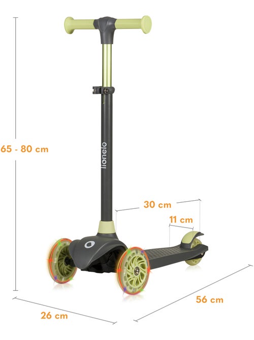 Patinete infantil LIONELO Jessy - Ruedas iluminadas - 3 ruedas - Altura ajustable - Kiabi
