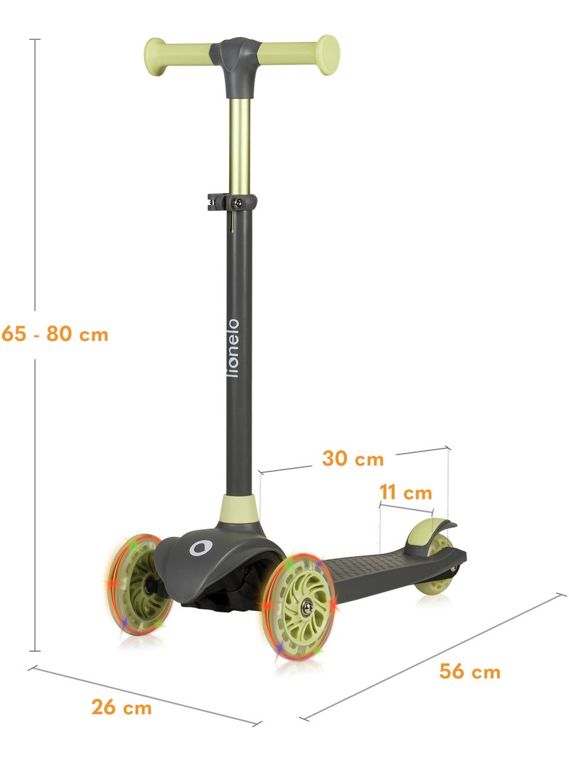 Patinete infantil LIONELO Jessy - Ruedas iluminadas - 3 ruedas - Altura ajustable Verde - Kiabi
