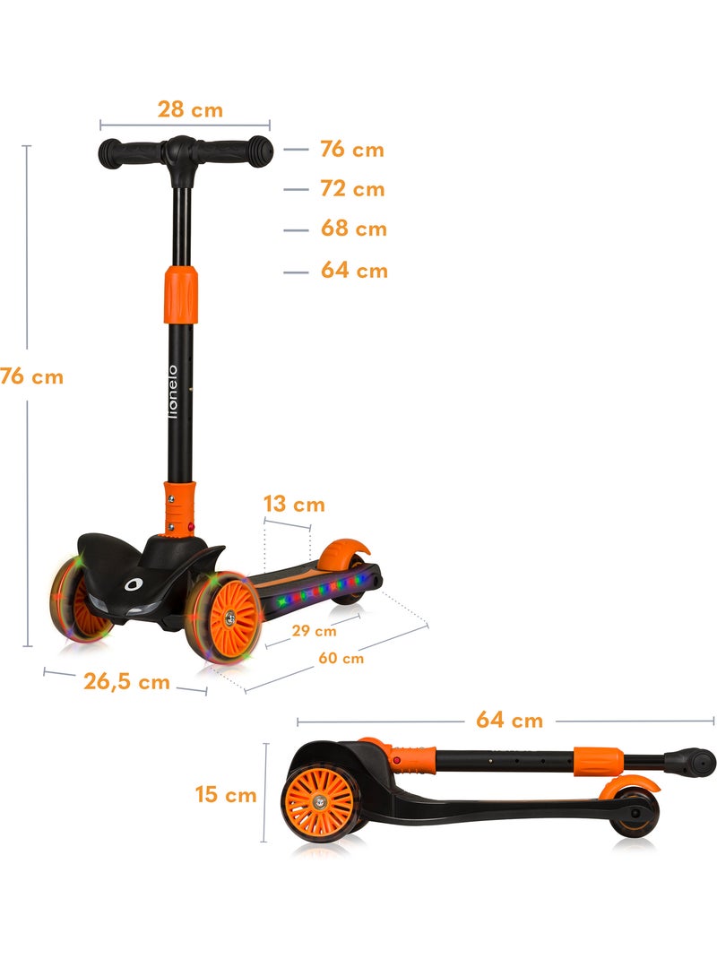 Patinete infantil LIONELO Timmy - 3 ruedas - Rodamientos LED - Altura ajustable Negro Naranja - Kiabi