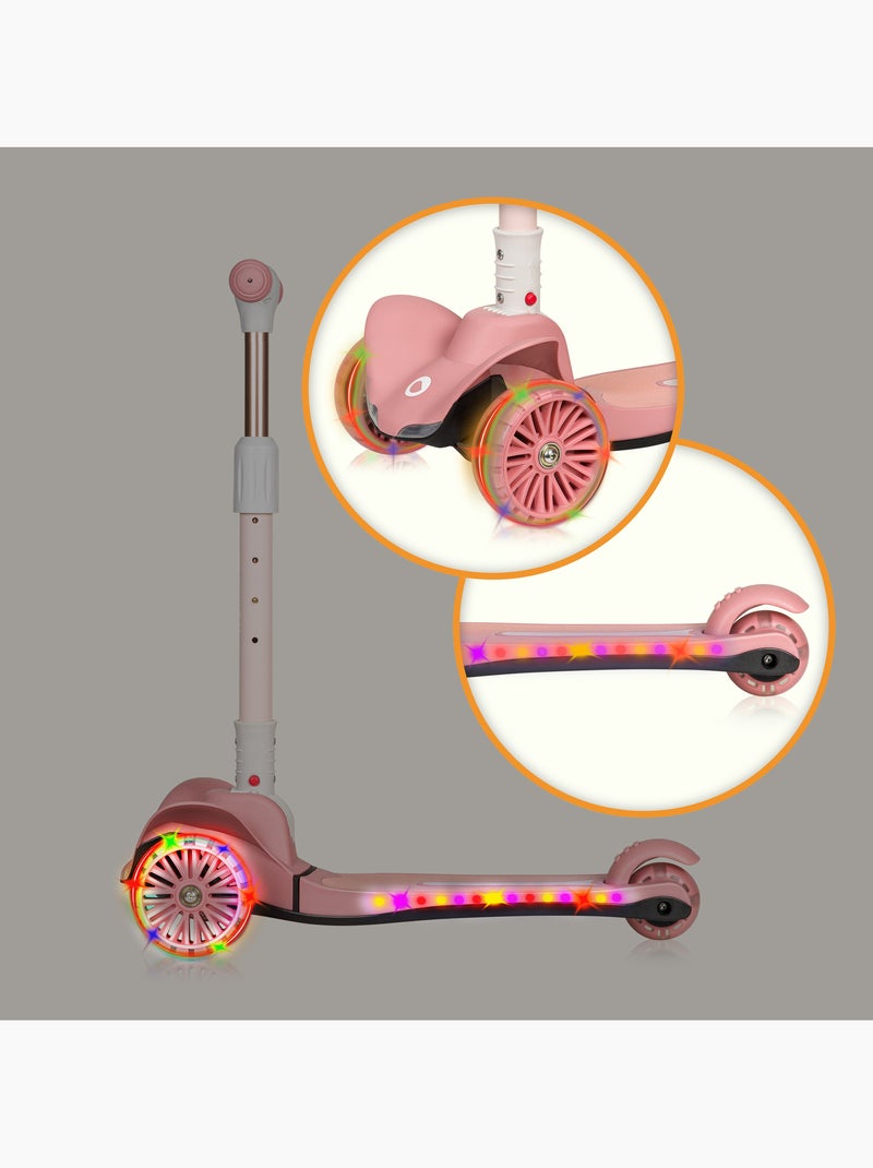 Patinete infantil LIONELO Timmy - 3 ruedas - Rodamientos LED - Altura ajustable Rosa - Kiabi