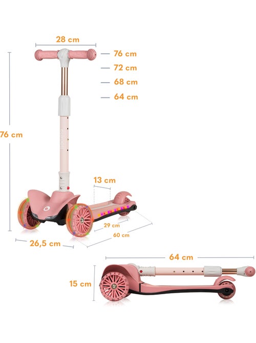 Patinete infantil LIONELO Timmy - 3 ruedas - Rodamientos LED - Altura ajustable - Kiabi