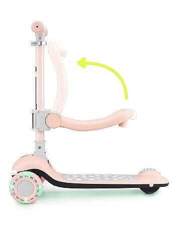 Patinete LED rosa con asiento plegable ajustable HyperMotion