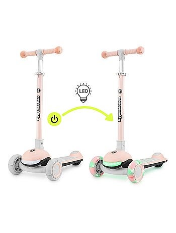 Patinete LED rosa con asiento plegable ajustable HyperMotion