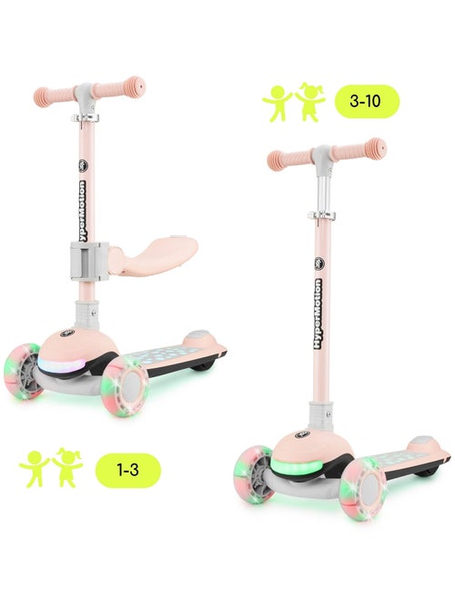 Patinete LED rosa con asiento plegable ajustable HyperMotion - Kiabi