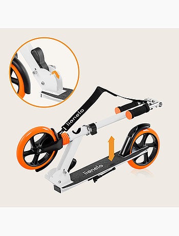 Patinete LIONELO Luca para niños y adultos - Hasta 100 kg - Plegado compacto - Portabotellas