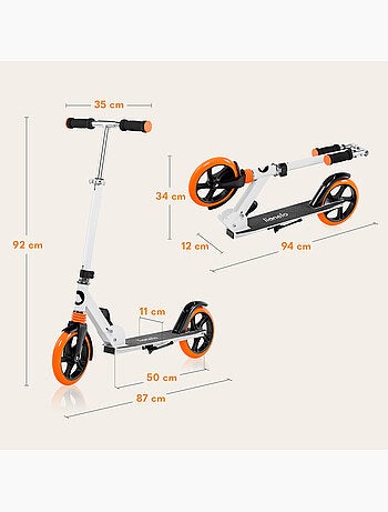 Patinete LIONELO Luca para niños y adultos - Hasta 100 kg - Plegado compacto - Portabotellas
