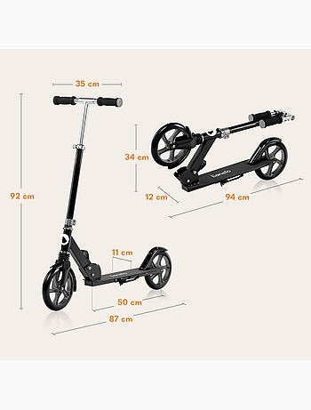 Patinete LIONELO Luca para niños y adultos - Hasta 100 kg - Plegado compacto - Portabotellas