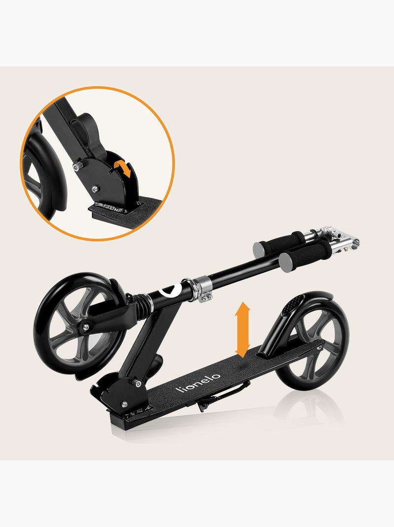 Patinete LIONELO Luca para niños y adultos - Hasta 100 kg - Plegado compacto - Portabotellas Negro Plateado - Kiabi