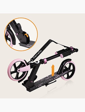 Patinete LIONELO Luca para niños y adultos - Hasta 100 kg - Plegado compacto - Portabotellas