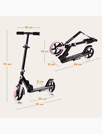 Patinete LIONELO Luca para niños y adultos - Hasta 100 kg - Plegado compacto - Portabotellas