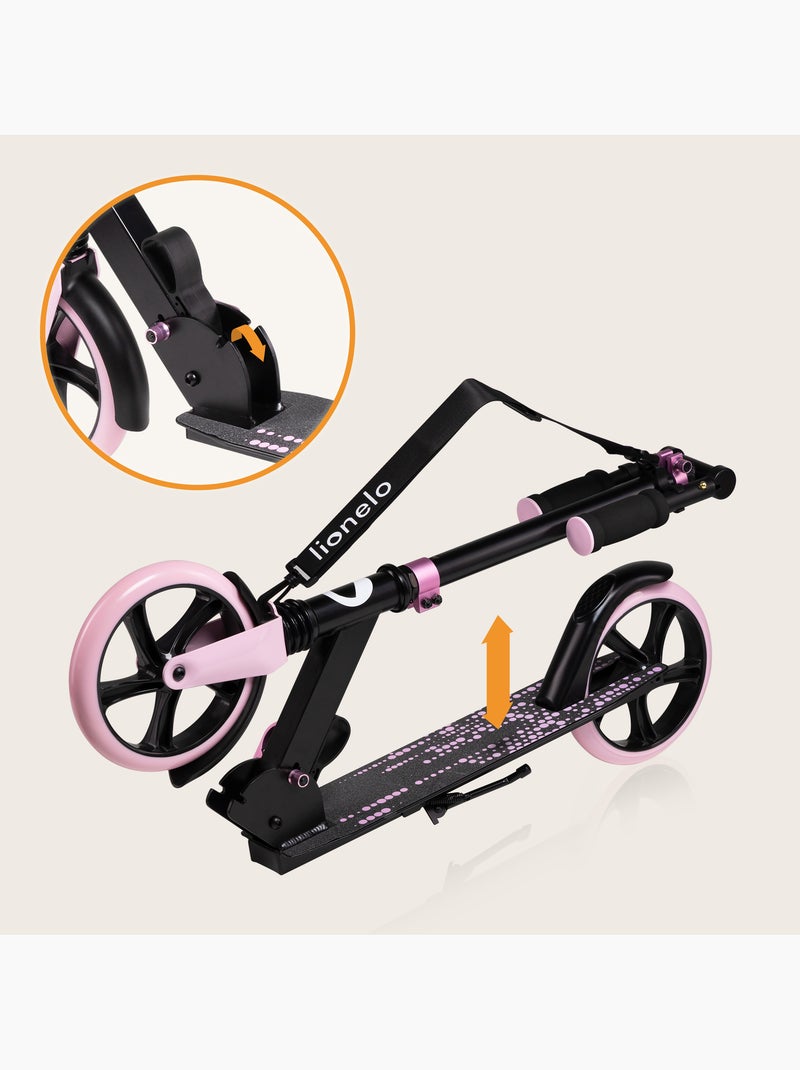 Patinete LIONELO Luca para niños y adultos - Hasta 100 kg - Plegado compacto - Portabotellas Negro Rosa - Kiabi