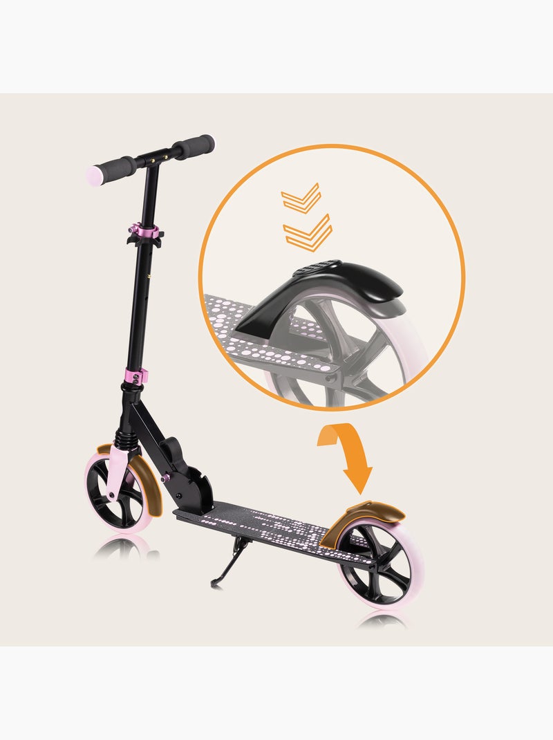Patinete LIONELO Luca para niños y adultos - Hasta 100 kg - Plegado compacto - Portabotellas Negro Rosa - Kiabi