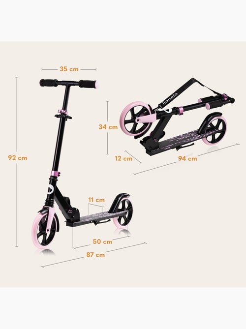 Patinete LIONELO Luca para niños y adultos - Hasta 100 kg - Plegado compacto - Portabotellas - Kiabi