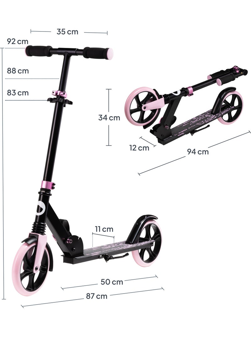Patinete LIONELO Luca para niños y adultos - Hasta 100 kg - Plegado compacto - Portabotellas Negro Rosa - Kiabi