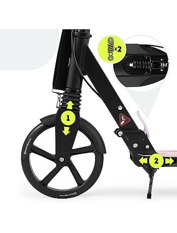 Patinete plegable de aluminio skyline con suspensión, freno de disco y ruedas 200 mm