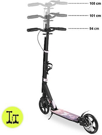 Patinete plegable de aluminio skyline con suspensión, freno de disco y ruedas 200 mm