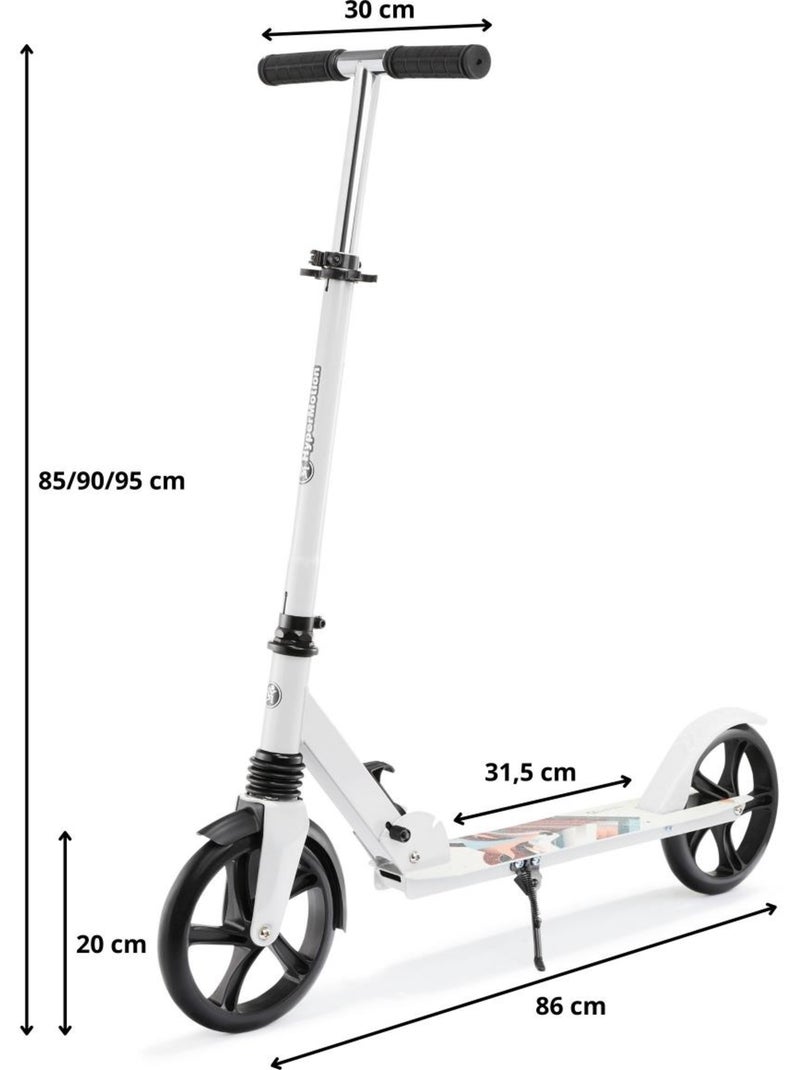Patinete plegable HyperMotion City Swift Winter Fox con suspensión y ruedas 200 mm Blanco - Kiabi