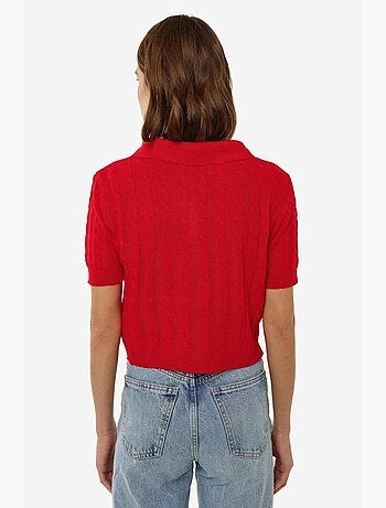 Patrón de top de punto con cuello camisero y trenza de pelo hiccup