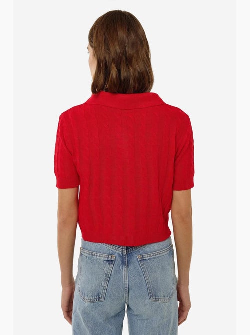 Patrón de top de punto con cuello camisero y trenza de pelo hiccup - Kiabi Patrón de top de punto con cuello camisero y trenza de pelo hiccup - Kiabi