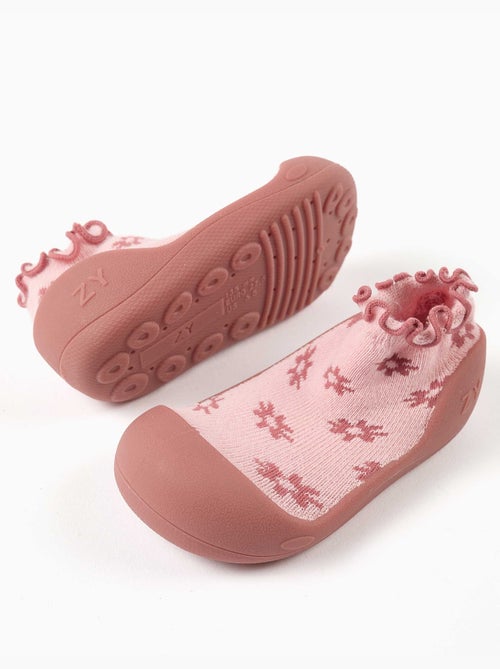 Patucos con motivo floral y suela antideslizante - Kiabi