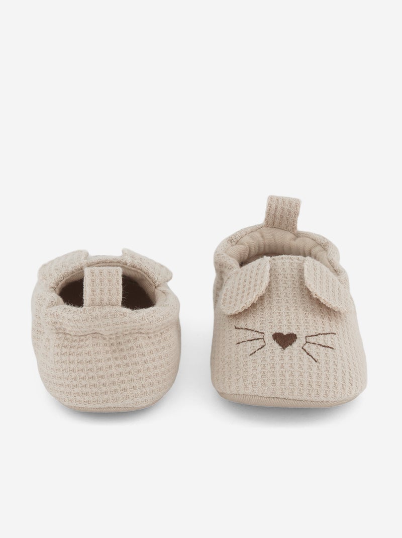 Patucos de gasa de algodón + orejas de animales Beige - Kiabi