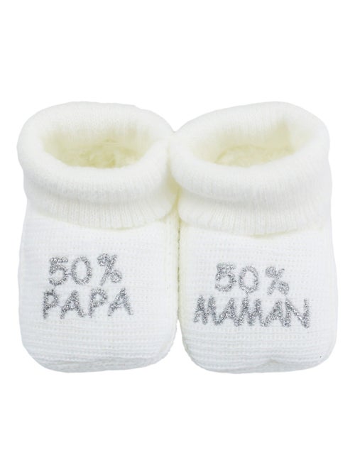 Patucos de nacimiento - mensaje: 50% mamá 50% papá - Kiabi