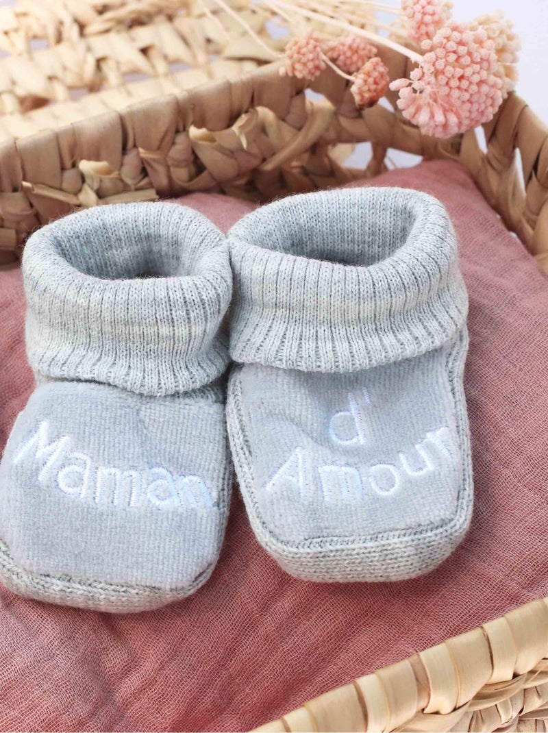 Patucos de nacimiento - Mensaje Mamá de Amor Gris - Kiabi