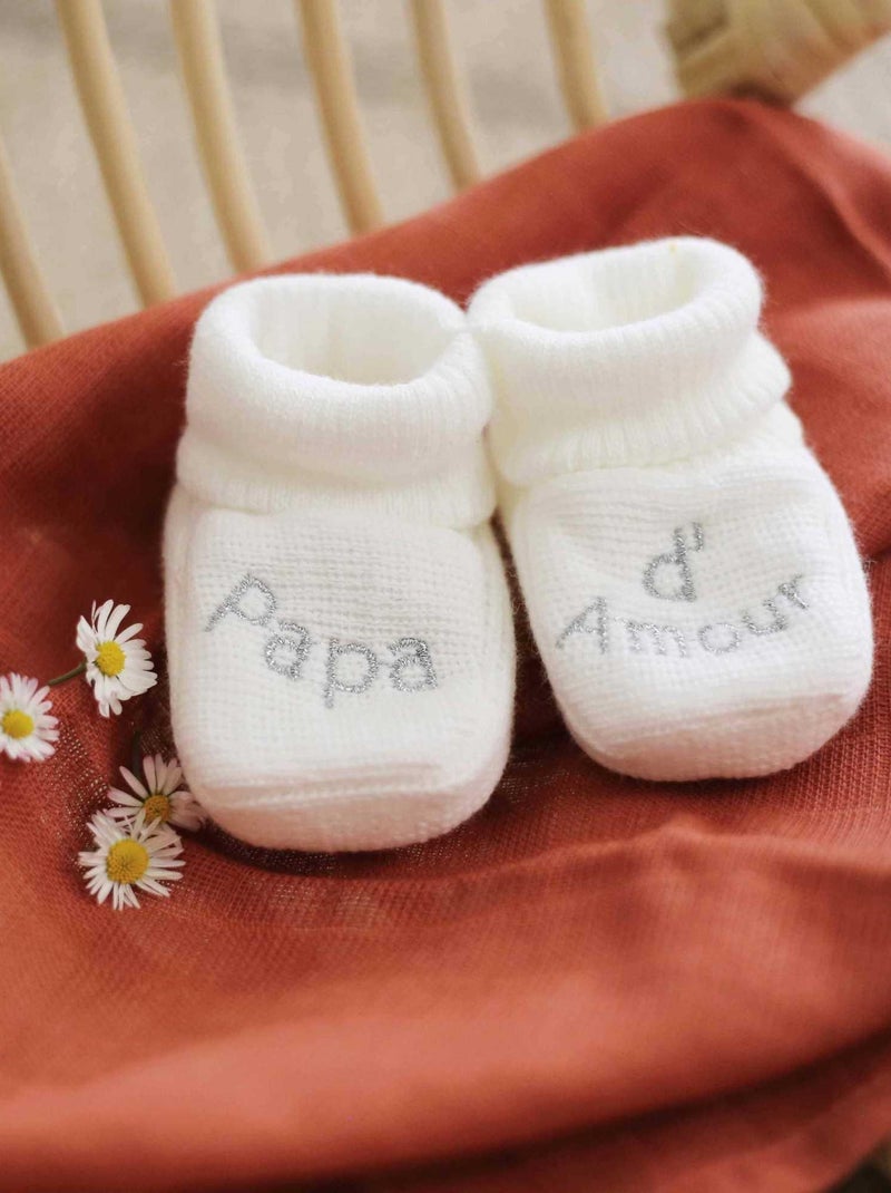 Patucos de nacimiento - mensaje Papá de Amor Blanco - Kiabi