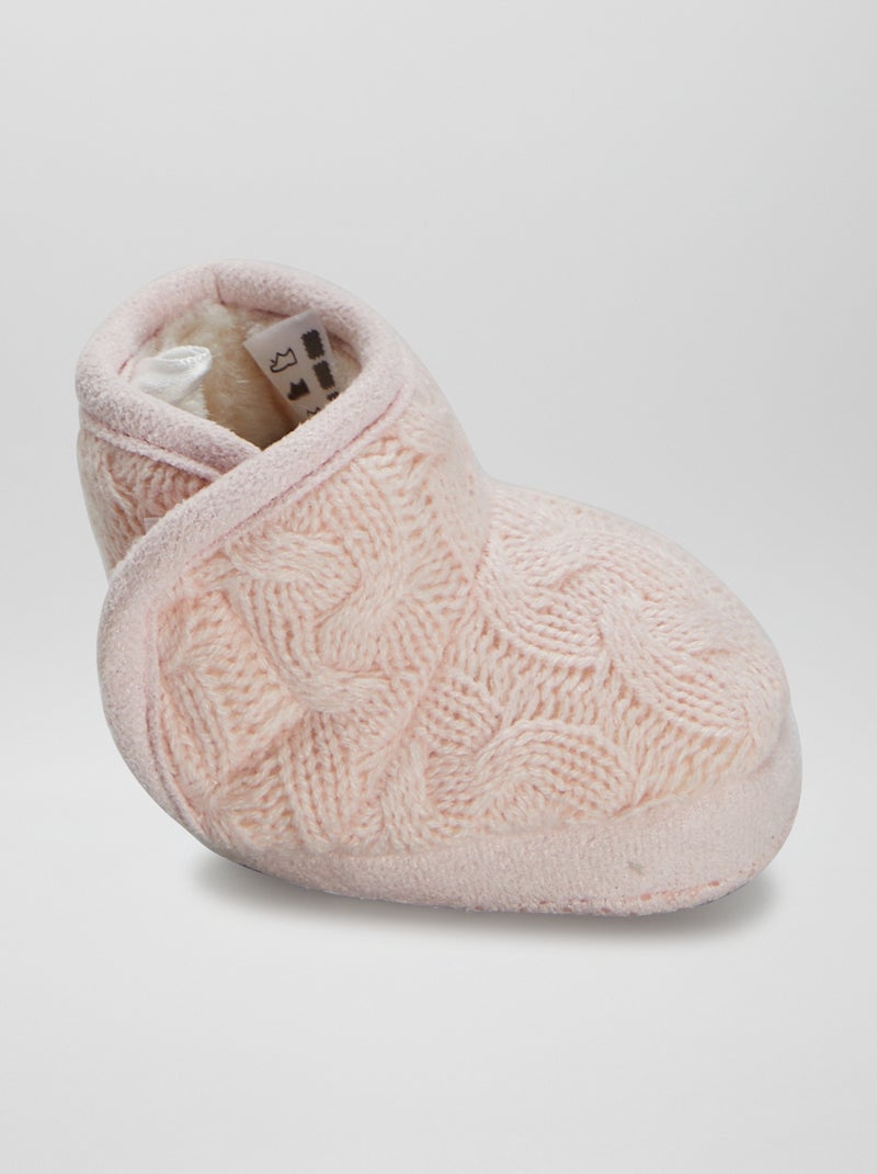 Patucos de punto trenzado ROSA - Kiabi