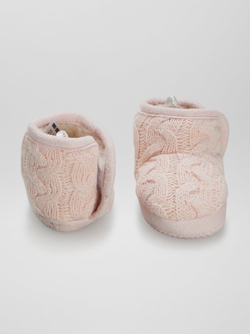 Patucos de punto trenzado ROSA - Kiabi