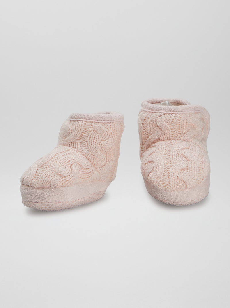 Patucos de punto trenzado ROSA - Kiabi