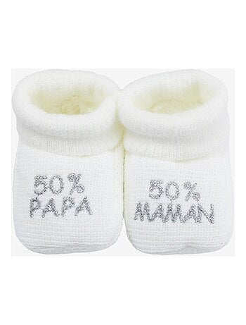 Patucos de nacimiento - mensaje: 50% mamá 50% papá