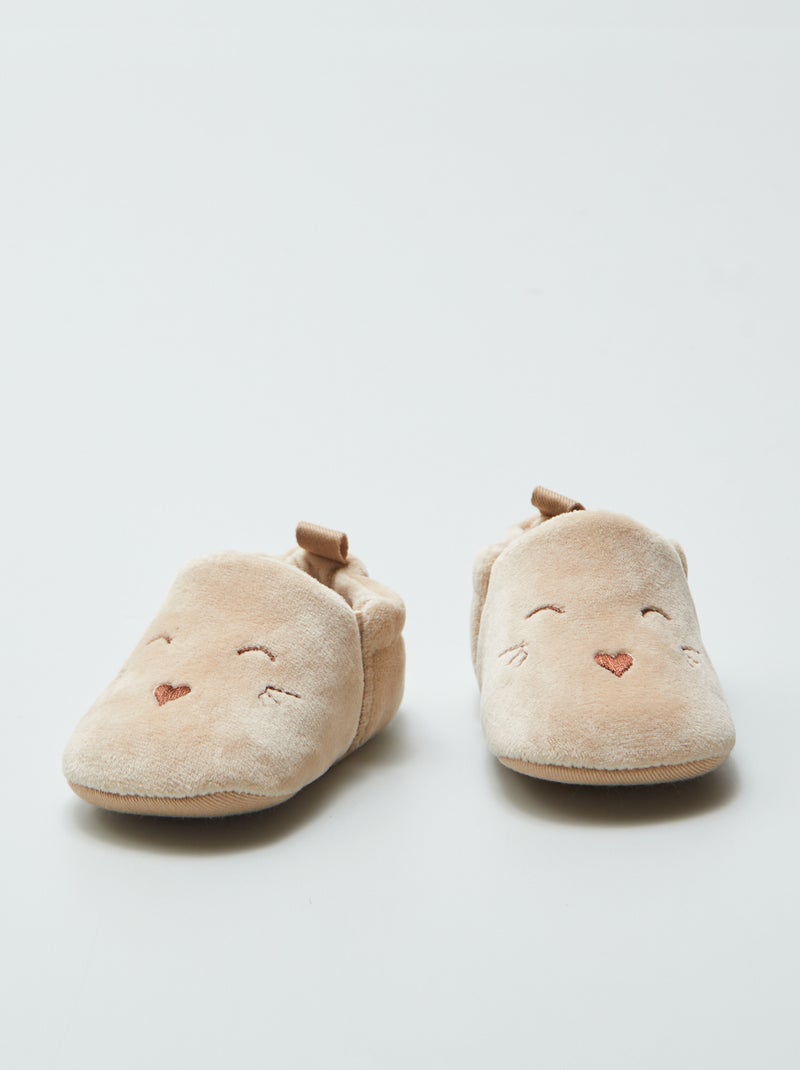 Patucos de terciopelo beige - Kiabi