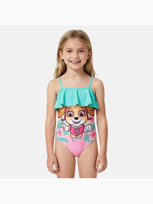 Paw patrol - bañador de una pieza con volantes y tirantes finos - Kiabi Paw patrol - bañador de una pieza con volantes y tirantes finos - Kiabi