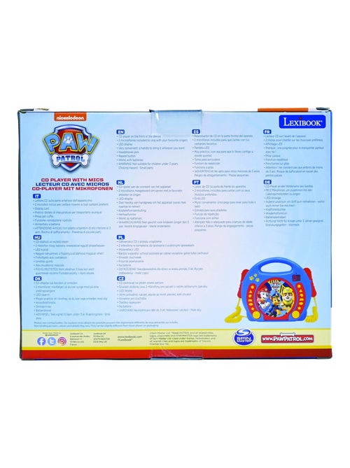 Paw Patrol Reproductor de CD puertoátil con 2 micrófonos Sing Along - Kiabi