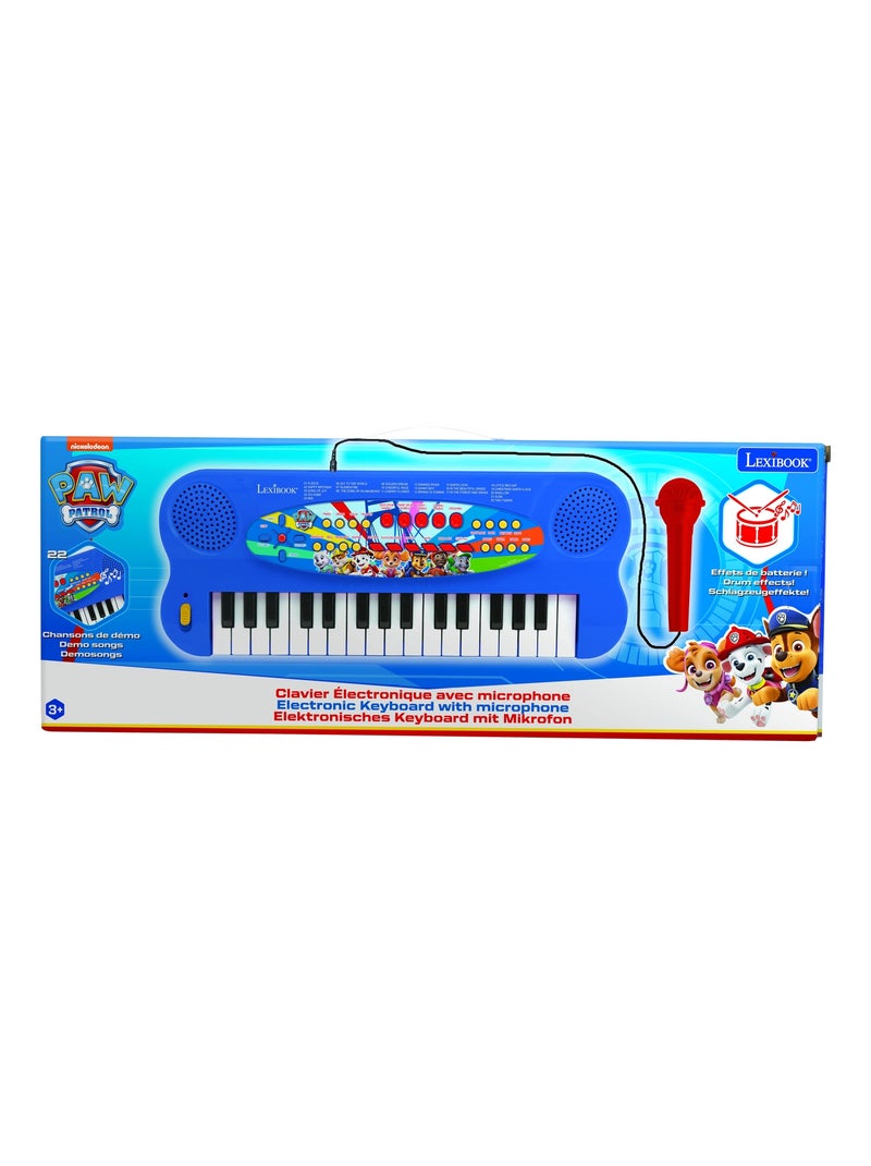 Paw Patrol Teclado Piano Electrónico con Micrófono (32 teclas) Azul - Kiabi