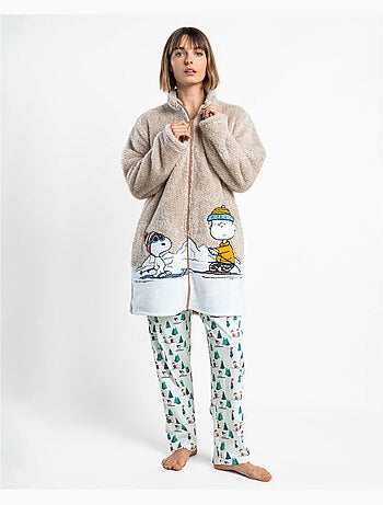 PEANUTS Bata Calentita Manga Larga Snoopy Mountain para Mujer