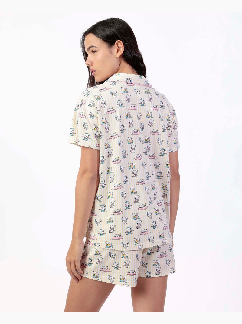 PEANUTS Pijama Abierto Manga Corta Summer Break para Mujer Rosa - Kiabi
