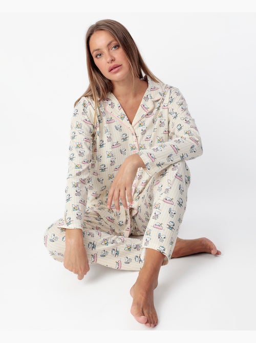 PEANUTS Pijama Abierto Manga Larga Summer Break para Mujer - Kiabi PEANUTS Pijama Abierto Manga Larga Summer Break para Mujer - Kiabi