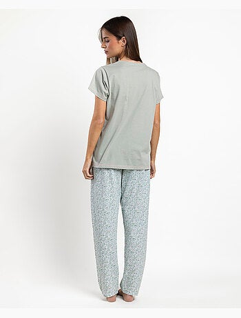 PEANUTS Pijama Manga Corta Love Green para Mujer