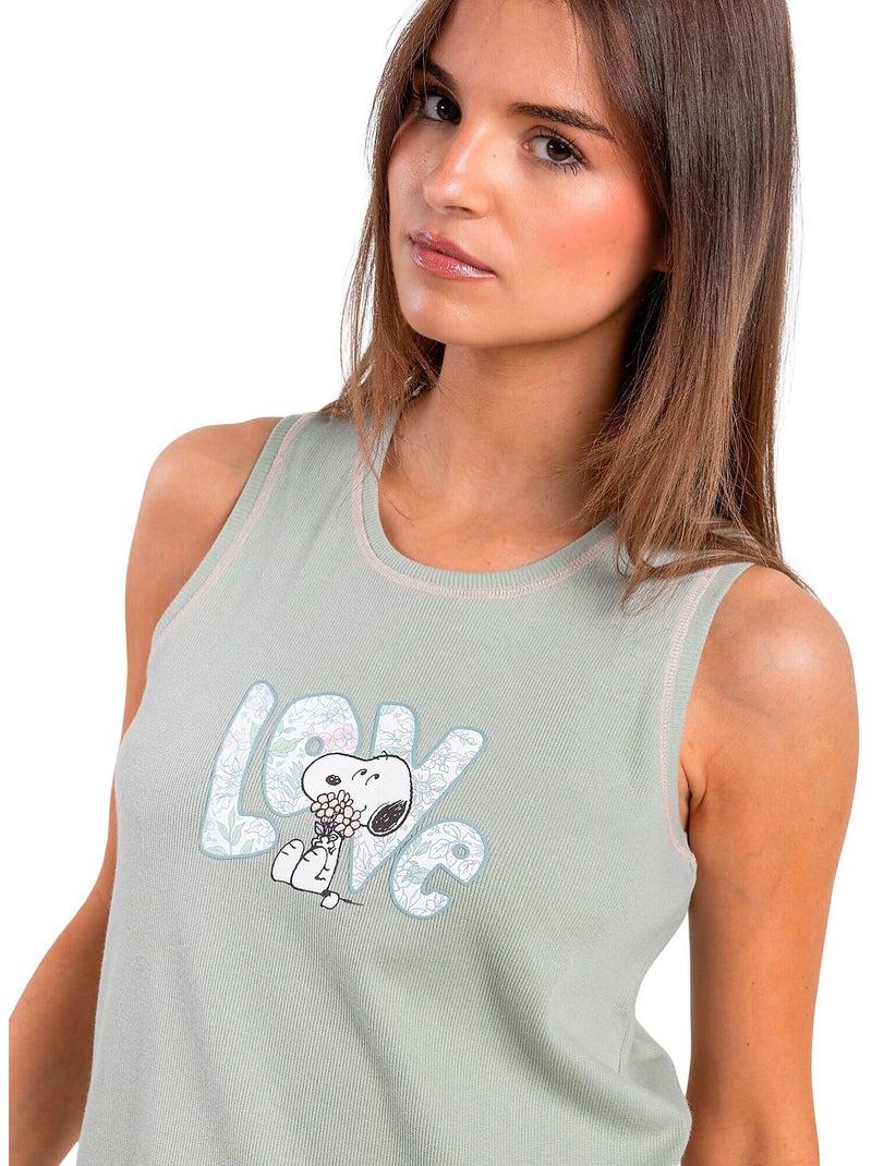 PEANUTS Pijama Manga Corta Love para Mujer Verde - Kiabi