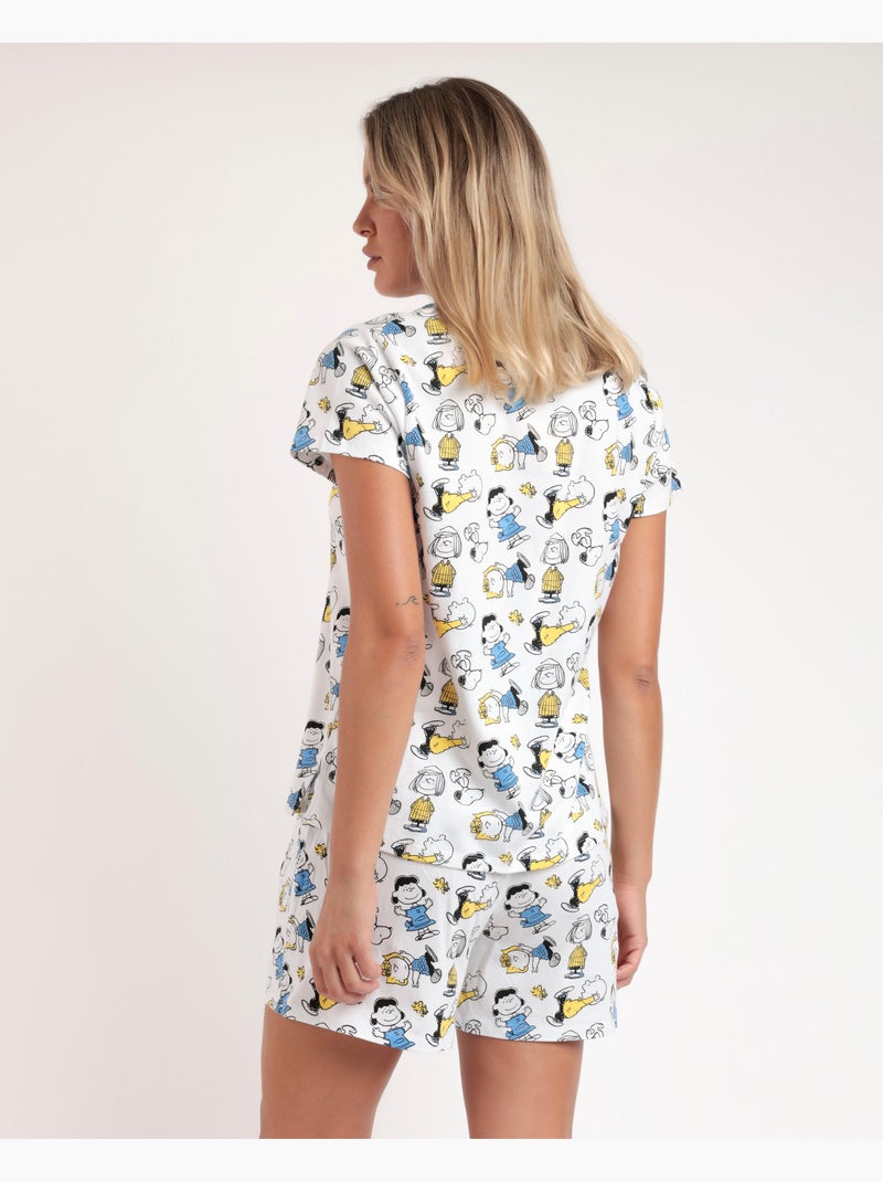 PEANUTS Pijama Manga Corta Party Friends para Mujer Blanco - Kiabi