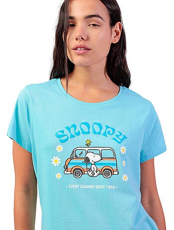 PEANUTS Pijama Manga Corta Snoopy Van para Mujer