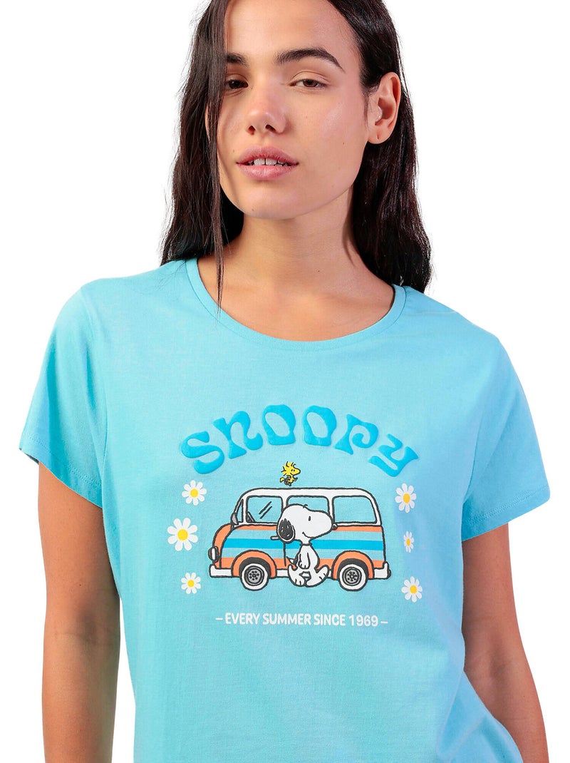 PEANUTS Pijama Manga Corta Snoopy Van para Mujer Azul - Kiabi