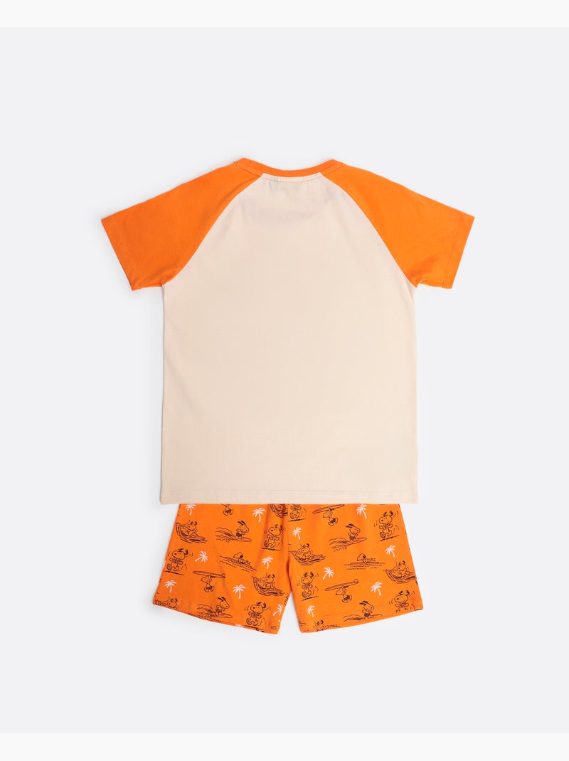 PEANUTS Pijama Manga Corta Summer Beagle para Niño Naranja - Kiabi