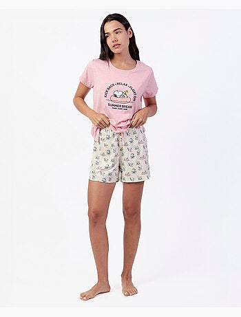 PEANUTS Pijama Manga Corta Summer Break para Mujer