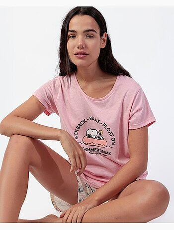 PEANUTS Pijama Manga Corta Summer Break para Mujer