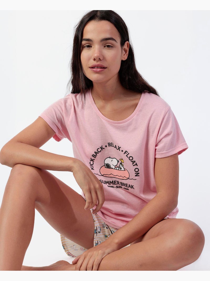 PEANUTS Pijama Manga Corta Summer Break para Mujer Rosa - Kiabi